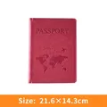 Rose pink PU leather map passport cover with world map and airplane embossed design - Passport Cover / Pink