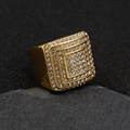Luxurious 316L gold-plated stainless steel four-layer iced out square ring for men - US 10 / Gold