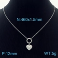 Collana con ciondolo a cuore 3D argento su modella con catena in acciaio 460mm - Collana Color Acciaio (KN235930-GC)
