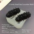 2-cavity sea cucumber silicone mold for DIY baking and resin crafts with realistic textures - 2-Cavity Small Sea Cucumber Mold-Semi-transparent