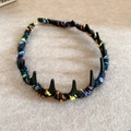 Chic multi-color mixed yarn headband with creative non-slip spiked teeth design - Mixed Handcrafted Style / Black