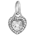 Silver heart pendant with sparkling white zircon stones on a clean white background - Heart Main Stone Rhinestone Bead