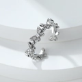 Anello aperto a farfalla in argento con zirconi lucidi e design regolabile moderno - Aperto Regolabile / Argento Zirconia Trasparente