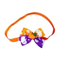 Halloween Haustier-Fliege mit lila Bändern, Boo-Geistern und einem kleinen orange Kürbis - Orange Lila Boo Geist Druck Kürbis Stil VN434-6