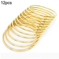 Set of 12 pieces 2mm minimalist stackable golden stainless steel bangles for women - Gold 12 Rings / 2mm Wide 60mm Inner Diameter