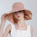 Pink wide brim sun hat for women with neck protection flap and UV resistant fabric - Sakura Pink