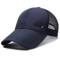 Dunkelblaue atmungsaktive Mesh-Baseballkappe mit SPORT-Stickerei und Wabenstruktur - Verstellbar / Marineblau