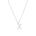 Polished silver-tone letter X pendant necklace with sparkling micro-pave cubic zirconia - Silver-X