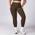 Plus size high waisted deep brown yoga leggings with a matte finish for sport - XXL / Pants / Coffee