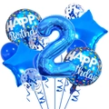 Set palloncini numero 2 blu da 32 pollici con stelle e coriandoli per compleanno - Numero 2 / Blu scuro