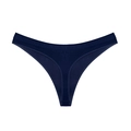 Navy blue low-rise thong with elastic athletic seamless fit for women - Navy Blue
