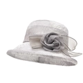 Cappello da sole grigio pieghevole da donna con fiore in rete e tesa larga traspirante - M (56-58cm) / Grigio