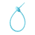 Light blue silicone cable tie with adjustable bead design for cord management - Lake Blue