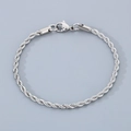 Bracelet chaîne corde minimaliste en acier inoxydable argenté avec fermoir mousqueton - Largeur 3mm/Longueur 18cm / Couleur Acier