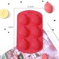 Red 6-cavity strawberry silicone mold for ice cubes and baking, size 11.3x19 cm - Red (Strawberry)