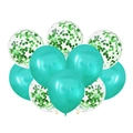 Detail of teal latex balloons and transparent balloons filled with green sequins - Pearlescent Confetti Style / 10 Pieces Pack / Green