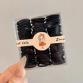 Set di elastici per capelli neri ad alta elasticità in scatola regalo Sweet Baby - Confezione in scatola / 15# Stile Liscio Nero (90 Pezzi)