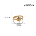 Minimalist adjustable gold stainless steel ring with hexagonal star and beaded texture - Hexagonal Star-Gold