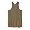 Japanese style olive green linen apron with cross back straps and two large front pockets - Army Green
