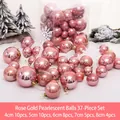 Set of 37 rose gold pearlescent Christmas balls in various sizes for holiday tree decor - 37PCS Set / Pearlescent Rose Gold