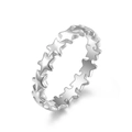 Anillo de banda con estrellas apilables en acabado plateado brillante mujer - Talla 6 / Color Acero