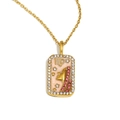18K gold plated Virgo zodiac necklace pendant with pink enamel and white crystals - Virgo / Gold