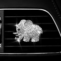 Sparkling elephant-shaped car vent perfume clip with silver rhinestones for car interior - [Silver] Elephant
