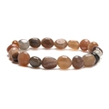 Detailed close-up of natural irregular moonstone and labradorite stone bracelet beads - Black Sunstone