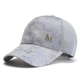 Silver grey mesh baseball cap with sparkling rhinestone M metal logo for summer street style - One Size / Gray