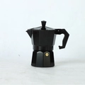 Classic black octagonal Italian aluminum moka pot with metallic finish and gold pressure valve - 150ml (3 Cups) / Single Valve / Black