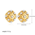 Dettaglio orecchini a rete in oro 18k da 23mm con perle incastonate, peso 10,1g - Perla a Trama a Griglia Quadrata 22917