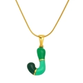 Colorful green enamel letter J pendant necklace on a polished gold snake chain - Letter J(S640G-002-J)