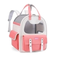 Pink and white breathable pet carrier backpack with transparent window and large capacity - British / Pink and Orange