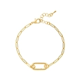 Bracelet ajustable en mailles trombone plaqué or 18K avec pendentif coquille et fermoir - Bracelet à Maillons Ouverts No.1