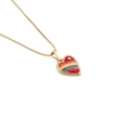 Collier cœur doré avec pendentif en émail arc-en-ciel et cristal sur fond blanc - Rouge