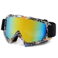 Ski goggles with colorful reflective lenses and vibrant graffiti printed frames for adults - Multicolor Graffiti Frame Red Mirror