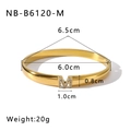 Detailed dimension guide for 18k gold plated stainless steel M-letter bangle with diamonds - Zircon Inlaid Letter M Style (NB-B6120-M)