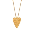 Gold stainless steel necklace with irregular hammered texture heart pendant on white background - Irregular Hammered Heart Style (5#)
