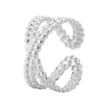 Detailansicht eines silbernen Edelstahlrings mit doppellagiger, hohler Punktstruktur - Größe 7 (Verstellbar) / Stahlfarbe