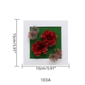 Artificial succulent wall art in white frame with red flowers, 15cm square style 103A - Style 103A