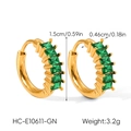 Detailed size and weight specs for gold-toned earrings with emerald green zircons - Gold Square Multi-Stone Green Gemstone Earrings (HC-E10611-GN)