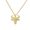 Collar con colgante de cabeza de toro chapado en oro de 18K estilo punk hip-hop - Estilo Relieve Dorado (22483)