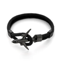 Bracciale da uomo in corda milanese nera con chiusura ad ancora ad aereo in metallo nero - Corda Nera Fibbia Nera