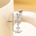 Silver butterfly zircon cartilage stud earring with screw back and ice-cut pendant - White (Single Piece)