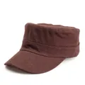 Klassieke donkerbruine katoenen cadet cap met versterkte stiksels en een platte bovenkant - Verstelbaar / koffiekleur