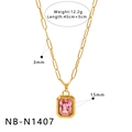 Spécifications de taille pour le collier doré avec pendentif rectangulaire en zircon rose - Style Zircone Rose (NB-N1407)