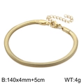 Golden 4mm flat snake chain bracelet in 18k plated titanium steel with lobster clasp - 4mm x 14cm + 5cm / Gold