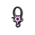 Black spring ring buckle with pink hand-painted flower charm for DIY accessories - Black Pink