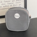 Grey mesh square toiletry bag with orange zipper and Bear logo for travel - Square Storage Bag (Summer Color-block Mesh Bag) / Gray