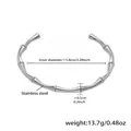 Zilveren roestvrijstalen open armband met een getextureerd bamboe ontwerp - Eén maat / Bionische Bamboe Knoop Stijl (Z221) / Staalkleur